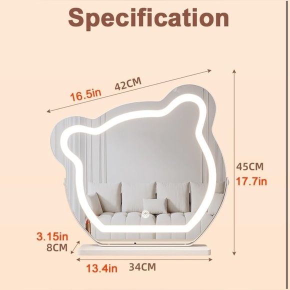 Vanity Mirror W Lights Bear Shape Hollywood Mirror NWT - Picture 3 of 9